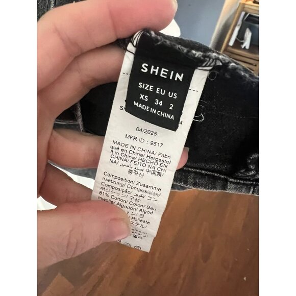 Shein Black Washed Puff Sleeve Mini Dress Square Neck Cottagecore Y2K XS - Picture 5 of 5